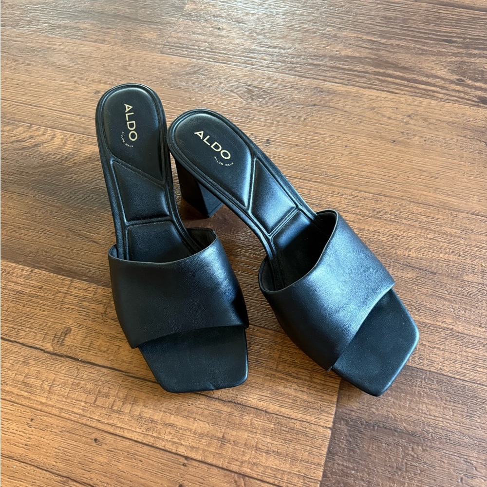 ALDO Black Heeled Mules
